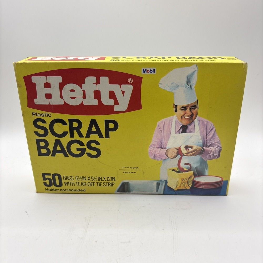 Vtg 1974 Hefty Plastic Scrap Bags 50 Count NOS Sealed Mobil‎ Jonathan Winters